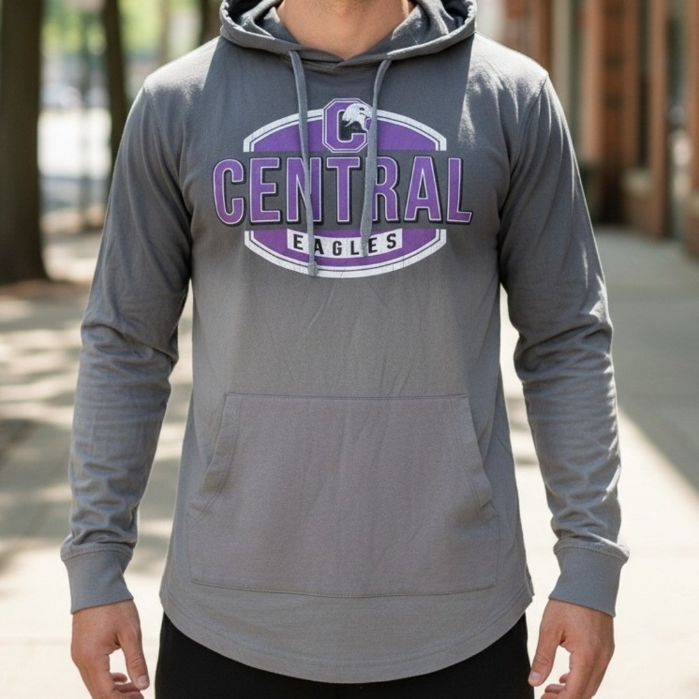Omaha Central Eagles Hoodie‎ Pullover Gray Purple Long Sleeve PEL Athletic Men S